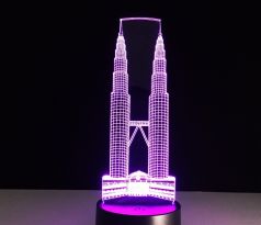 Beling 3D lámpa, Petronas tower-felhőkarcolók, 7 színű S148