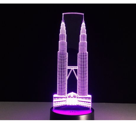 Beling 3D lámpa, Petronas tower-felhőkarcolók, 7 színű S148